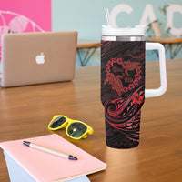 Polynesian Turtle Valentine Tumbler With Handle You And Me Red Hibiscus Heart LT01 - Polynesian Pride