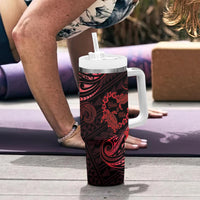 Polynesian Turtle Valentine Tumbler With Handle You And Me Red Hibiscus Heart LT01 - Polynesian Pride