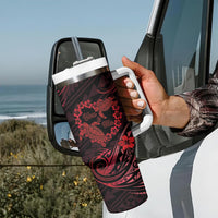 Polynesian Turtle Valentine Tumbler With Handle You And Me Red Hibiscus Heart LT01 - Polynesian Pride