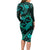 Polynesian Turtle Valentine Long Sleeve Bodycon Dress You And Me Turquoise Hibiscus Heart LT01 - Polynesian Pride