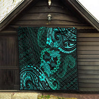 Polynesian Turtle Valentine Quilt You And Me Turquoise Hibiscus Heart LT01 - Polynesian Pride