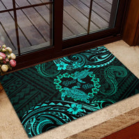 Polynesian Turtle Valentine Rubber Doormat You And Me Turquoise Hibiscus Heart LT01 - Polynesian Pride