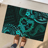 Polynesian Turtle Valentine Rubber Doormat You And Me Turquoise Hibiscus Heart LT01 - Polynesian Pride