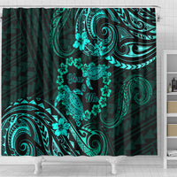 Polynesian Turtle Valentine Shower Curtain You And Me Turquoise Hibiscus Heart LT01 - Polynesian Pride