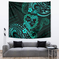 Polynesian Turtle Valentine Tapestry You And Me Turquoise Hibiscus Heart LT01 - Polynesian Pride