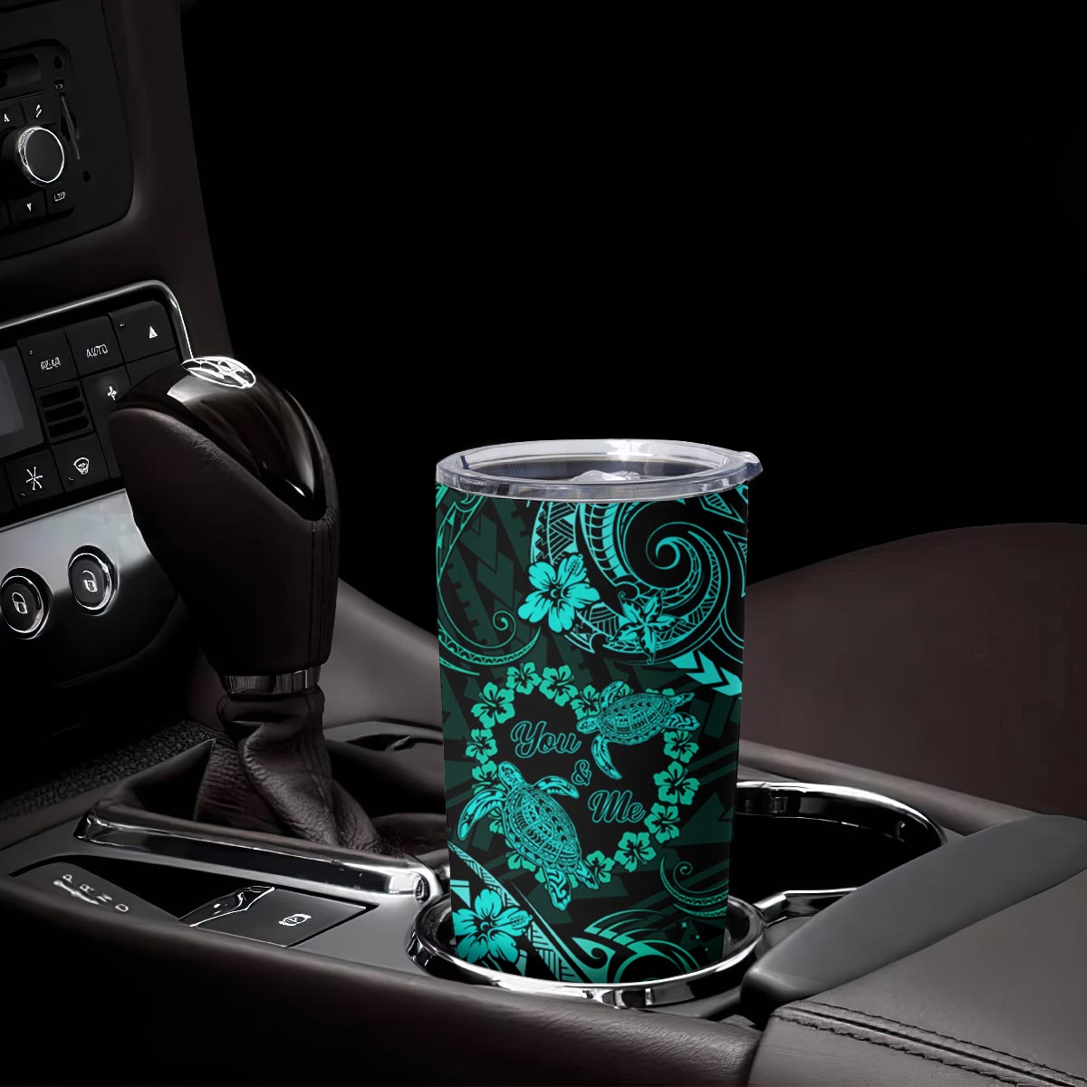 Polynesian Turtle Valentine Tumbler Cup You And Me Turquoise Hibiscus Heart LT01 - Polynesian Pride