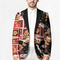 Hawaii Japanese Culture Black Blazer Spring Cranes Aloha Pattern LT01 - Polynesian Pride