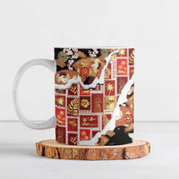 Hawaii Japanese Culture Black Ceramic Mug Spring Cranes Aloha Pattern LT01 Black - Polynesian Pride