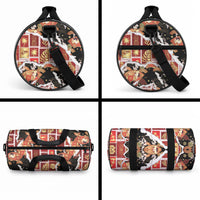 Hawaii Japanese Culture Black Duffle Bag Spring Cranes Aloha Pattern LT01 - Polynesian Pride