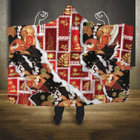 Hawaii Japanese Culture Black Hooded Blanket Spring Cranes Aloha Pattern LT01 - Polynesian Pride