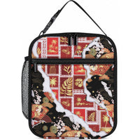 Hawaii Japanese Culture Black Lunch Bag Spring Cranes Aloha Pattern LT01 10.2 × 8.3 × 4.3 inch Black - Polynesian Pride