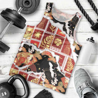 Hawaii Japanese Culture Black Men Tank Top Spring Cranes Aloha Pattern LT01 - Polynesian Pride