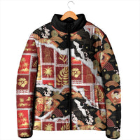 Hawaii Japanese Culture Black Padded Jacket Spring Cranes Aloha Pattern LT01 - Polynesian Pride