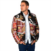 Hawaii Japanese Culture Black Padded Jacket Spring Cranes Aloha Pattern LT01 - Polynesian Pride