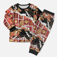 Hawaii Japanese Culture Black Christmas Pajama Set Spring Cranes Aloha Pattern LT01 Men Black - Polynesian Pride