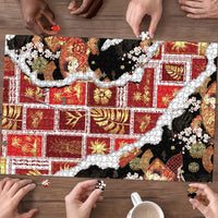 Hawaii Japanese Culture Black Puzzle Spring Cranes Aloha Pattern LT01 - Polynesian Pride