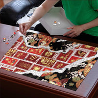 Hawaii Japanese Culture Black Puzzle Spring Cranes Aloha Pattern LT01 - Polynesian Pride