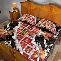 Hawaii Japanese Culture Black Quilt Bed Set Spring Cranes Aloha Pattern LT01 - Polynesian Pride