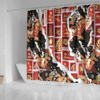 Hawaii Japanese Culture Black Shower Curtain Spring Cranes Aloha Pattern LT01 - Polynesian Pride