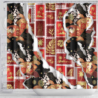 Hawaii Japanese Culture Black Shower Curtain Spring Cranes Aloha Pattern LT01 - Polynesian Pride
