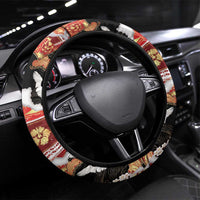 Hawaii Japanese Culture Black Steering Wheel Cover Spring Cranes Aloha Pattern LT01 Universal Fit Black - Polynesian Pride