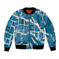 Hawaii Japanese Culture Blue Bomber Jacket Spring Cranes Aloha Pattern LT01 Unisex Blue - Polynesian Pride