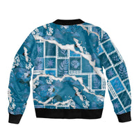 Hawaii Japanese Culture Blue Bomber Jacket Spring Cranes Aloha Pattern LT01 - Polynesian Pride
