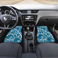 Hawaii Japanese Culture Blue Car Mats Spring Cranes Aloha Pattern LT01 Set 2pcs - Front Blue - Polynesian Pride