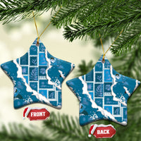 Hawaii Japanese Culture Blue Ceramic Ornament Spring Cranes Aloha Pattern LT01 Star Blue - Polynesian Pride