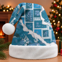 Hawaii Japanese Culture Blue Christmas Santa Hat Spring Cranes Aloha Pattern LT01 Without Fur Blue - Polynesian Pride