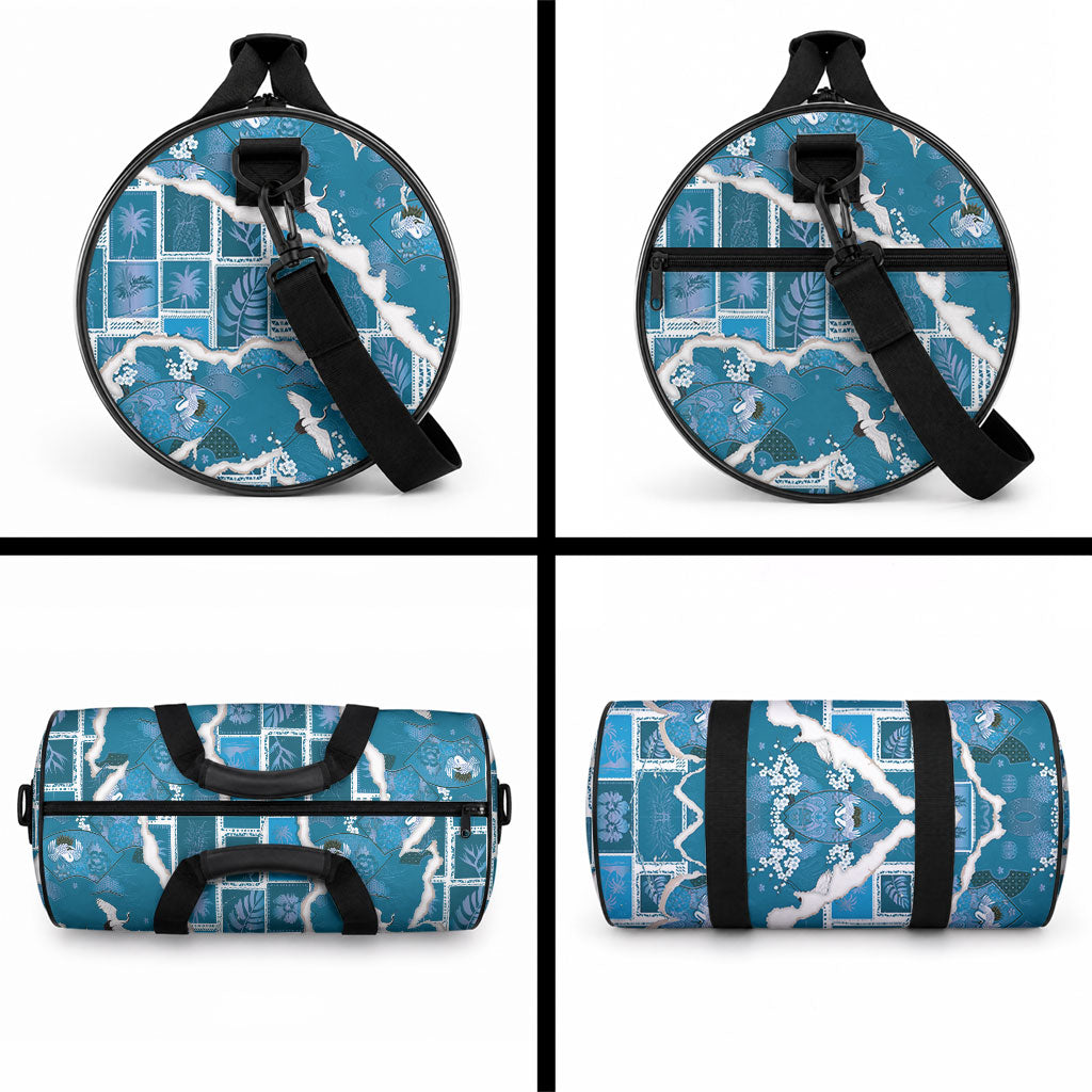 Hawaii Japanese Culture Blue Duffle Bag Spring Cranes Aloha Pattern LT01 - Polynesian Pride