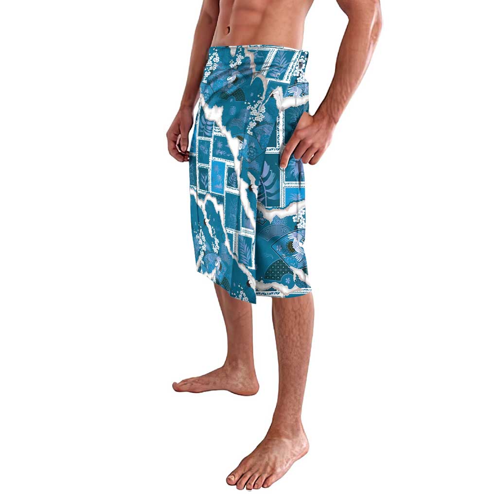 Hawaii Japanese Culture Blue Lavalava Spring Cranes Aloha Pattern LT01 - Polynesian Pride