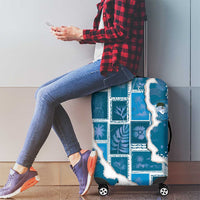 Hawaii Japanese Culture Blue Luggage Cover Spring Cranes Aloha Pattern LT01 - Polynesian Pride