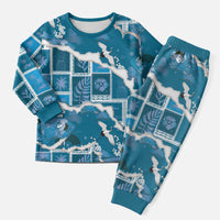 Hawaii Japanese Culture Blue Christmas Pajama Set Spring Cranes Aloha Pattern LT01 Men Blue - Polynesian Pride