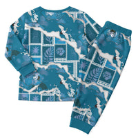 Hawaii Japanese Culture Blue Christmas Pajama Set Spring Cranes Aloha Pattern LT01 - Polynesian Pride