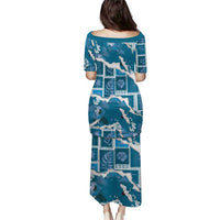 Hawaii Japanese Culture Blue Puletasi Spring Cranes Aloha Pattern LT01 - Polynesian Pride