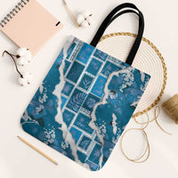 Hawaii Japanese Culture Blue Tote Bag Spring Cranes Aloha Pattern LT01 Black Strap One Size Blue - Polynesian Pride