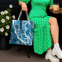 Hawaii Japanese Culture Blue Tote Bag Spring Cranes Aloha Pattern LT01 - Polynesian Pride