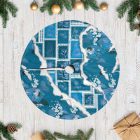 Hawaii Japanese Culture Blue Tree Skirt Spring Cranes Aloha Pattern LT01 Casual Blue - Polynesian Pride
