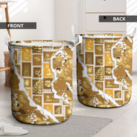 Hawaii Japanese Culture Gold Laundry Basket Spring Cranes Aloha Pattern LT01 - Polynesian Pride