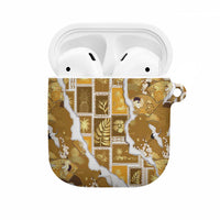 Hawaii Japanese Culture Gold AirPods Case Spring Cranes Aloha Pattern LT01 Gold - Polynesian Pride