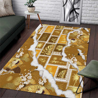 Hawaii Japanese Culture Gold Area Rug Spring Cranes Aloha Pattern LT01 Gold - Polynesian Pride