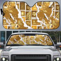 Hawaii Japanese Culture Gold Auto Sun Shade Spring Cranes Aloha Pattern LT01 Gold - Polynesian Pride