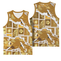 Hawaii Japanese Culture Gold Basketball Jersey Spring Cranes Aloha Pattern LT01 - Polynesian Pride
