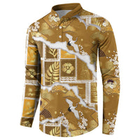 Hawaii Japanese Culture Gold Button Sweatshirt Spring Cranes Aloha Pattern LT01 - Polynesian Pride
