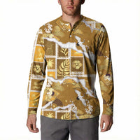 Hawaii Japanese Culture Gold Button Sweatshirt Spring Cranes Aloha Pattern LT01 - Polynesian Pride