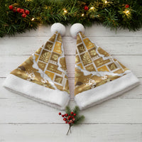 Hawaii Japanese Culture Gold Christmas Santa Hat Spring Cranes Aloha Pattern LT01 - Polynesian Pride