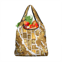 Hawaii Japanese Culture Gold Grocery Bag Spring Cranes Aloha Pattern LT01 1-pack One Size Gold - Polynesian Pride