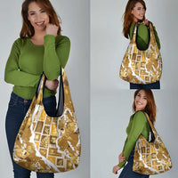 Hawaii Japanese Culture Gold Grocery Bag Spring Cranes Aloha Pattern LT01 - Polynesian Pride