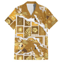 Hawaii Japanese Culture Gold Hawaiian Shirt Spring Cranes Aloha Pattern LT01 Gold - Polynesian Pride